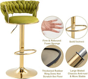 SERENITa 2x Height Adjustable Swivel Bar Stool Velvet Golden Base Barstools Chairs Padded Seat Olive Green V255-GP1762_OLIVEGREEN