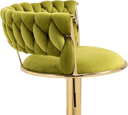 SERENITa 2x Height Adjustable Swivel Bar Stool Velvet Golden Base Barstools Chairs Padded Seat Olive Green V255-GP1762_OLIVEGREEN