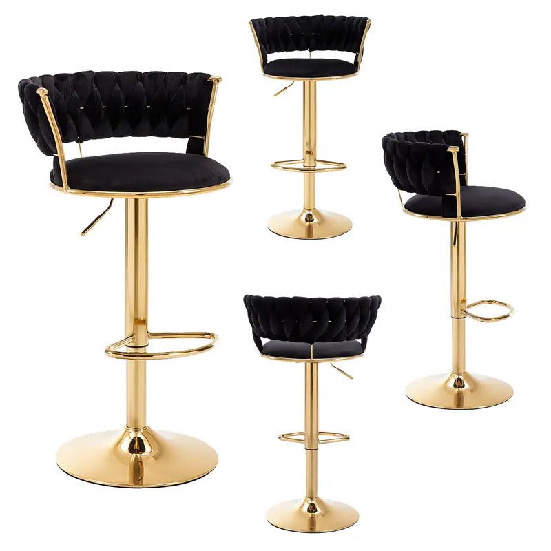SERENITa Black Velvet Seat Kitchen Breakfast Bar Stools Counter Height Barstools with Back Cushioned Chairs V255-GP1763-BLACK