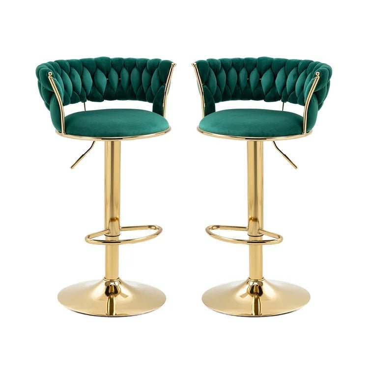 SERENITa Green Velvet Seat Kitchen Breakfast Bar Stools Counter Height Barstools with Back Cushioned Chairs V255-GP1763-GREEN