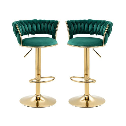 SERENITa Green Velvet Seat Kitchen Breakfast Bar Stools Counter Height Barstools with Back Cushioned Chairs V255-GP1763-GREEN