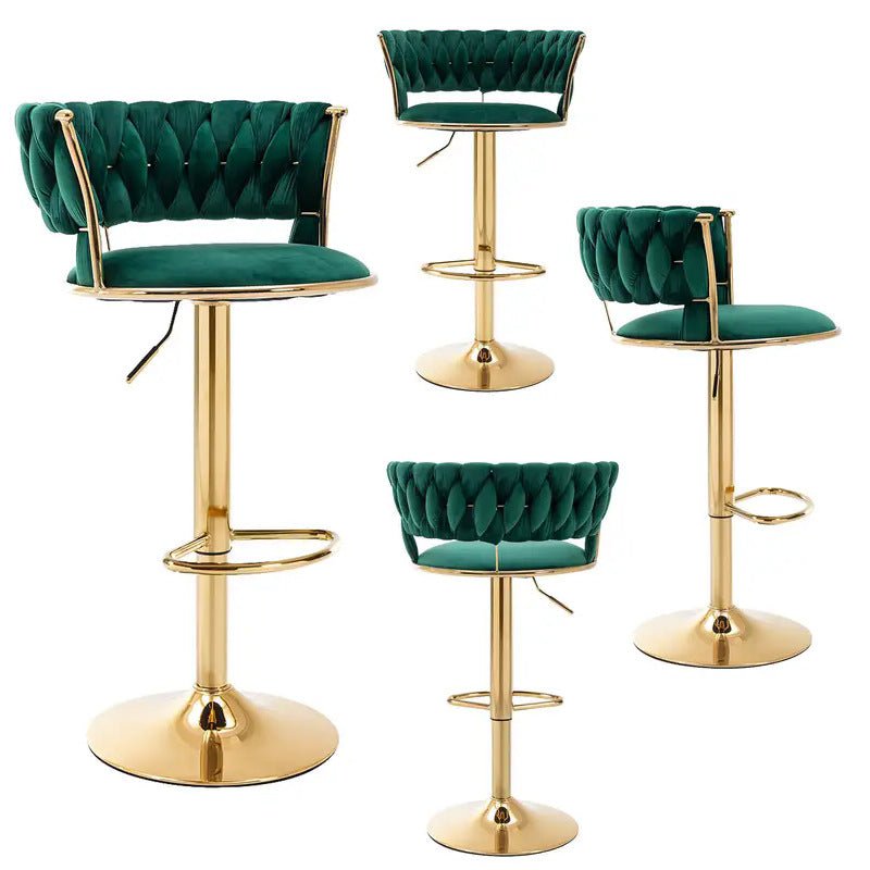 SERENITa Green Velvet Seat Kitchen Breakfast Bar Stools Counter Height Barstools with Back Cushioned Chairs V255-GP1763-GREEN