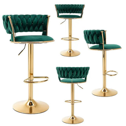 SERENITa Green Velvet Seat Kitchen Breakfast Bar Stools Counter Height Barstools with Back Cushioned Chairs V255-GP1763-GREEN