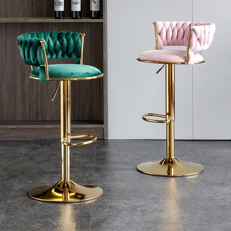 SERENITa Green Velvet Seat Kitchen Breakfast Bar Stools Counter Height Barstools with Back Cushioned Chairs V255-GP1763-GREEN