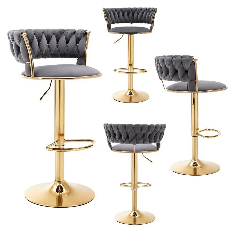 SERENITa Grey Velvet Seat Kitchen Breakfast Bar Stools Counter Height Barstools with Back Cushioned Chairs V255-GP1763-GREY