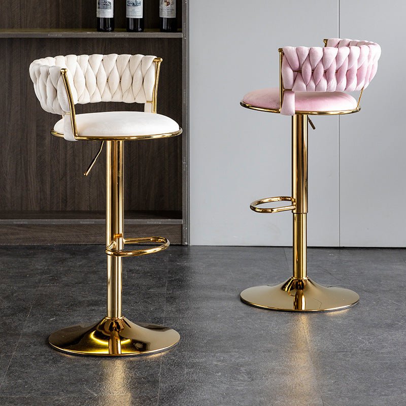 SERENITa Ivory Velvet Seat Kitchen Breakfast Bar Stools Counter Height Barstools with Back Cushioned Chairs V255-GP1763-IVORY