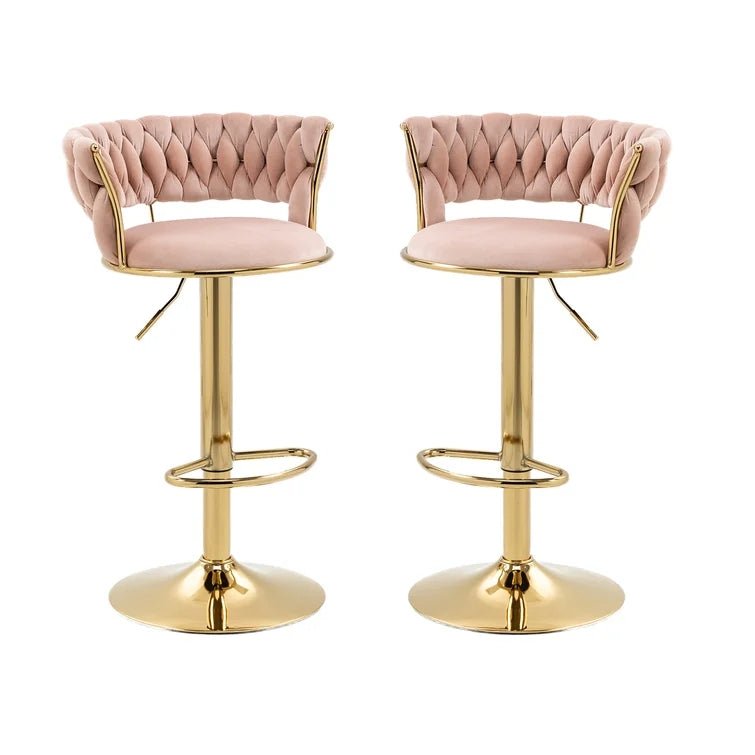 SERENITa Pink Velvet Seat Kitchen Breakfast Bar Stools Counter Height Barstools with Back Cushioned Chairs V255-GP1763-PINK