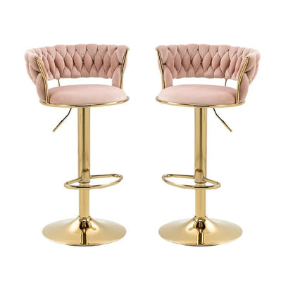 SERENITa Pink Velvet Seat Kitchen Breakfast Bar Stools Counter Height Barstools with Back Cushioned Chairs V255-GP1763-PINK