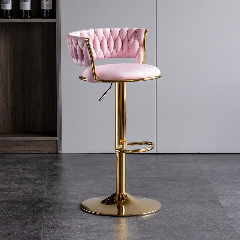 SERENITa Pink Velvet Seat Kitchen Breakfast Bar Stools Counter Height Barstools with Back Cushioned Chairs V255-GP1763-PINK