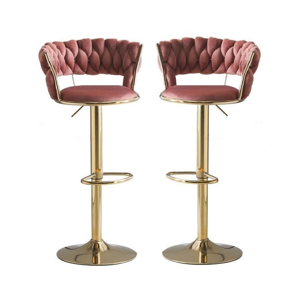 SERENITa Red Bean Brown Velvet Seat Kitchen Breakfast Bar Stools Counter Height Barstools with Back Cushioned V255-GP1763-REDBROWN