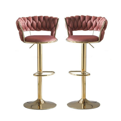 SERENITa Red Bean Brown Velvet Seat Kitchen Breakfast Bar Stools Counter Height Barstools with Back Cushioned V255-GP1763-REDBROWN