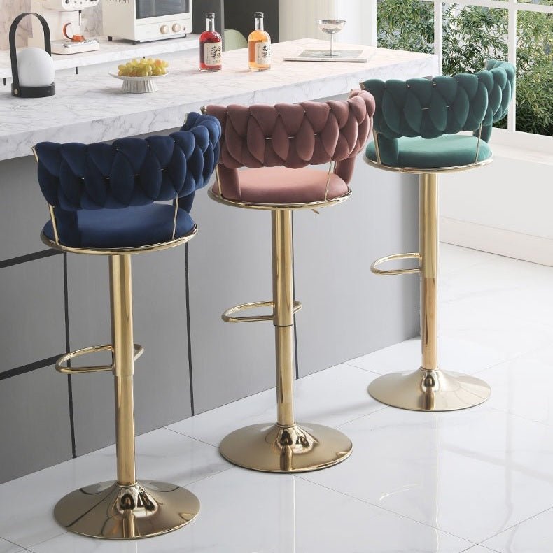 SERENITa Red Bean Brown Velvet Seat Kitchen Breakfast Bar Stools Counter Height Barstools with Back Cushioned V255-GP1763-REDBROWN
