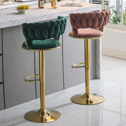SERENITa Red Bean Brown Velvet Seat Kitchen Breakfast Bar Stools Counter Height Barstools with Back Cushioned V255-GP1763-REDBROWN