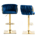 SERENITa Modern Velvet Breakfast Bar Stools Swivel Barstools Adjustable Counter Stools with Backrest Set of 2 V255-GP1782R-BLUE