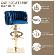SERENITa Modern Velvet Breakfast Bar Stools Swivel Barstools Adjustable Counter Stools with Backrest Set of 2 V255-GP1782R-BLUE