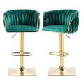 SERENITa Modern Velvet Breakfast Bar Stools Swivel Barstools Adjustable Counter Stools with Backrest Set of 2 V255-GP1782R-GREEN