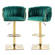 SERENITa Modern Velvet Breakfast Bar Stools Swivel Barstools Adjustable Counter Stools with Backrest Set of 2 V255-GP1782R-GREEN
