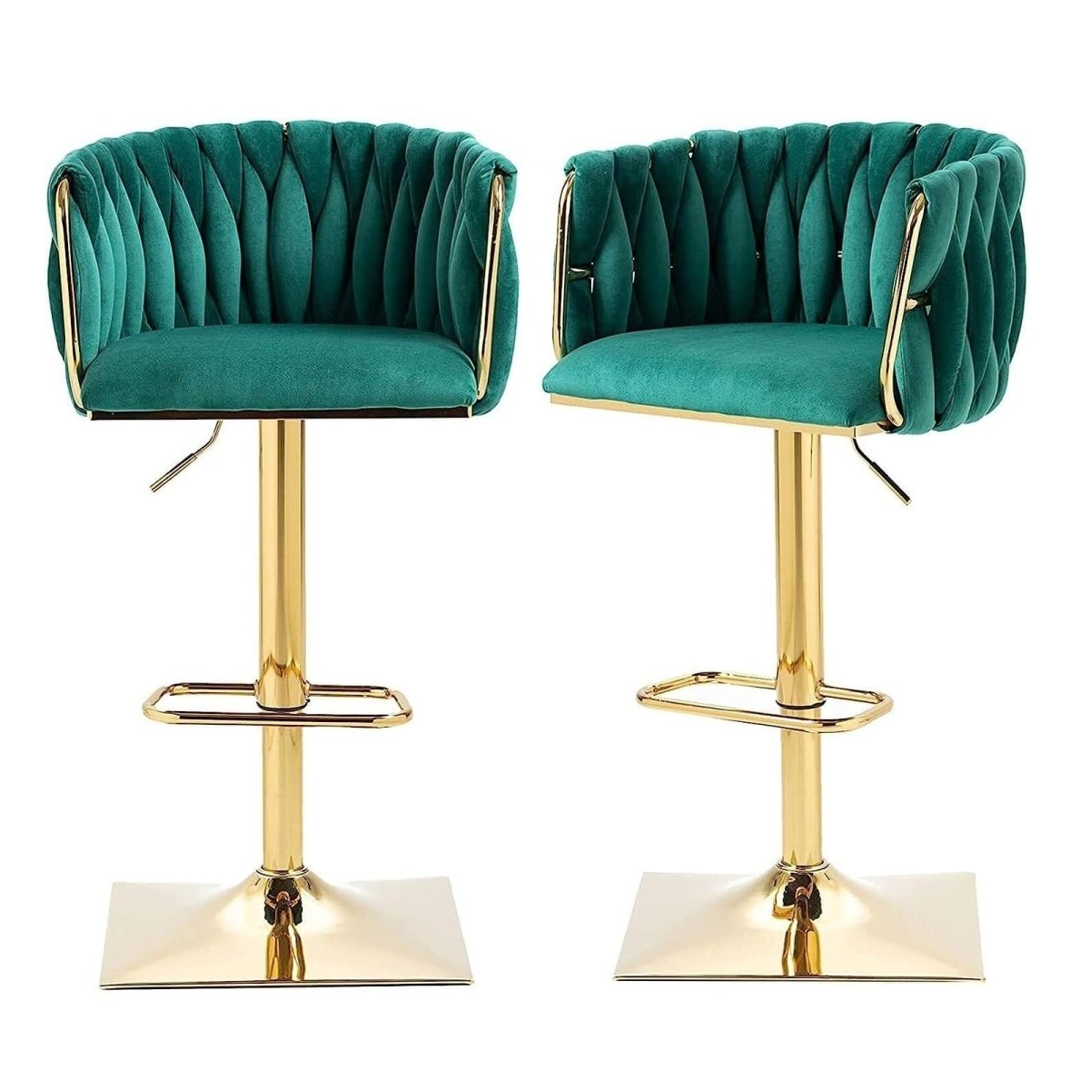 SERENITa Modern Velvet Breakfast Bar Stools Swivel Barstools Adjustable Counter Stools with Backrest Set of 2 V255-GP1782R-GREEN
