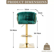 SERENITa Modern Velvet Breakfast Bar Stools Swivel Barstools Adjustable Counter Stools with Backrest Set of 2 V255-GP1782R-GREEN