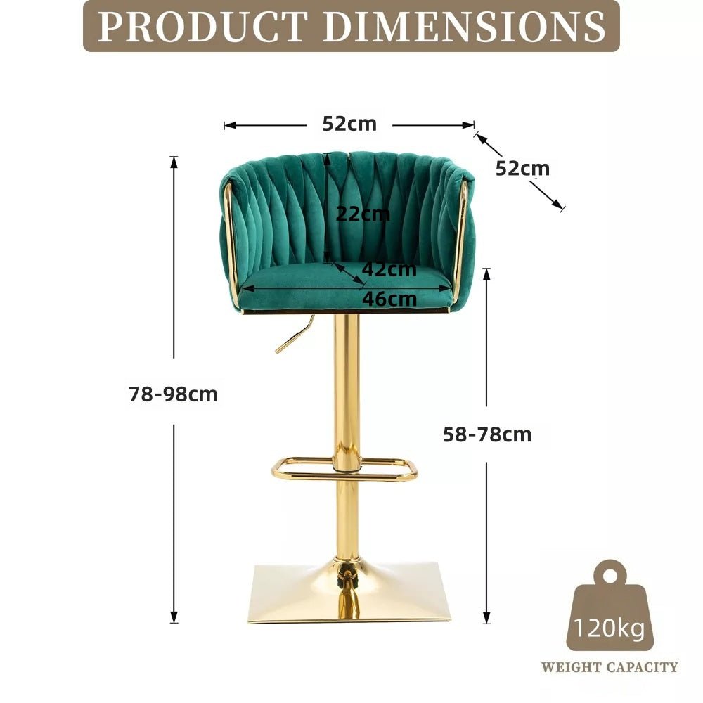 SERENITa Modern Velvet Breakfast Bar Stools Swivel Barstools Adjustable Counter Stools with Backrest Set of 2 V255-GP1782R-GREEN
