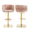 SERENITa Modern Velvet Breakfast Bar Stools Swivel Barstools Adjustable Counter Stools with Backrest Set of 2 V255-GP1782R-PINK