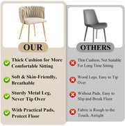 SERENITa Ivory Modern Hand Weaving Dining Chairs,Velvet Upholstered Side Chairs with Gold Legs, Chic Vanity V255-GP1800-DC-IVORY