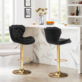 SERENITa Swivel Bar Stools Set of 2 Counter Height Barstools with Back Velvet Upholstered Adjustable Stool V255-GP2210R-BLACK