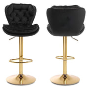 SERENITa Swivel Bar Stools Set of 2 Counter Height Barstools with Back Velvet Upholstered Adjustable Stool V255-GP2210R-BLACK