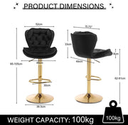 SERENITa Swivel Bar Stools Set of 2 Counter Height Barstools with Back Velvet Upholstered Adjustable Stool V255-GP2210R-BLACK
