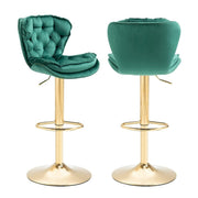 SERENITa Swivel Bar Stools Set of 2 Counter Height Barstools with Back Velvet Upholstered Adjustable Stool V255-GP2210R-EMGREEN