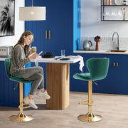 SERENITa Swivel Bar Stools Set of 2 Counter Height Barstools with Back Velvet Upholstered Adjustable Stool V255-GP2210R-EMGREEN
