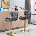 SERENITa Swivel Bar Stools Set of 2 Counter Height Barstools with Back Velvet Upholstered Adjustable Stool V255-GP2210R-GREY