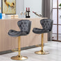 SERENITa Swivel Bar Stools Set of 2 Counter Height Barstools with Back Velvet Upholstered Adjustable Stool V255-GP2210R-GREY