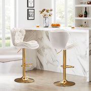 SERENITa Swivel Bar Stools Set of 2 Counter Height Barstools with Back Velvet Upholstered Adjustable Stool V255-GP2210R-IVORY
