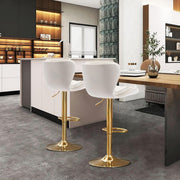 SERENITa Swivel Bar Stools Set of 2 Counter Height Barstools with Back Velvet Upholstered Adjustable Stool V255-GP2210R-IVORY