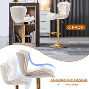 SERENITa Swivel Bar Stools Set of 2 Counter Height Barstools with Back Velvet Upholstered Adjustable Stool V255-GP2210R-IVORY