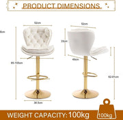 SERENITa Swivel Bar Stools Set of 2 Counter Height Barstools with Back Velvet Upholstered Adjustable Stool V255-GP2210R-IVORY