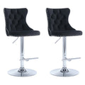SERENITa Black Velvet Bar Stools Adjustable Swivel Counter Height Chairs with Tufted Back and Nailhead Trim V255-GP2211R-BLACK