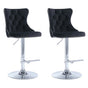 SERENITa Black Velvet Bar Stools Adjustable Swivel Counter Height Chairs with Tufted Back and Nailhead Trim V255-GP2211R-BLACK