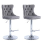 SERENITa Gray Velvet Bar Stools Adjustable Swivel Counter Height Chairs with Tufted Back and Nailhead Trim V255-GP2211R-GREY