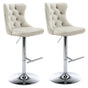 SERENITa Ivory Velvet Bar Stools Adjustable Swivel Counter Height Chairs with Tufted Back and Nailhead Trim V255-GP2211R-IVORY