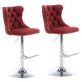SERENITa Red Velvet Bar Stools Adjustable Swivel Counter Height Chairs with Tufted Back and Nailhead Trim for V255-GP2211R-RED