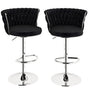 SERENITa Modern Silver Swivel Upholstered Velvet Adjustable Height Counter Stool with Metal Frame Black (Set V255-GP2217R-BLACK