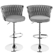 SERENITa Modern Silver Swivel Upholstered Velvet Adjustable Height Counter Stool with Metal Frame Grey (Set V255-GP2217R-GREY