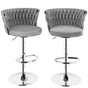 SERENITa Modern Silver Swivel Upholstered Velvet Adjustable Height Counter Stool with Metal Frame Grey (Set V255-GP2217R-GREY