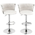 SERENITa Modern Silver Swivel Upholstered Velvet Adjustable Height Counter Stool with Metal Frame White (Set V255-GP2217R-WHITE