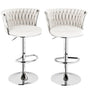 SERENITa Modern Silver Swivel Upholstered Velvet Adjustable Height Counter Stool with Metal Frame White (Set V255-GP2217R-WHITE