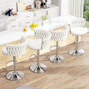 SERENITa Modern Silver Swivel Upholstered Velvet Adjustable Height Counter Stool with Metal Frame White (Set V255-GP2217R-WHITE