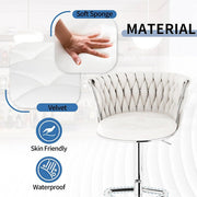 SERENITa Modern Silver Swivel Upholstered Velvet Adjustable Height Counter Stool with Metal Frame White (Set V255-GP2217R-WHITE