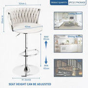 SERENITa Modern Silver Swivel Upholstered Velvet Adjustable Height Counter Stool with Metal Frame White (Set V255-GP2217R-WHITE